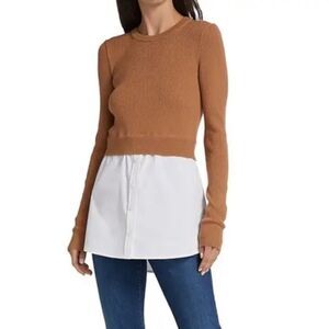 VERONICA BEARD Rocha Mixed Media Pullover Sweater XS Merino Wool